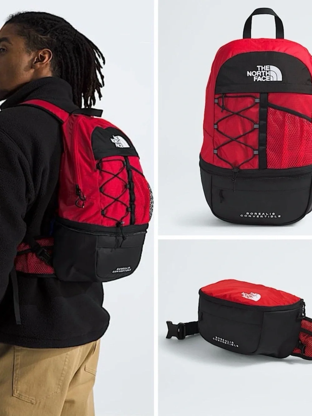 The North Face Borealis Convertible Backpack Red Black NEW